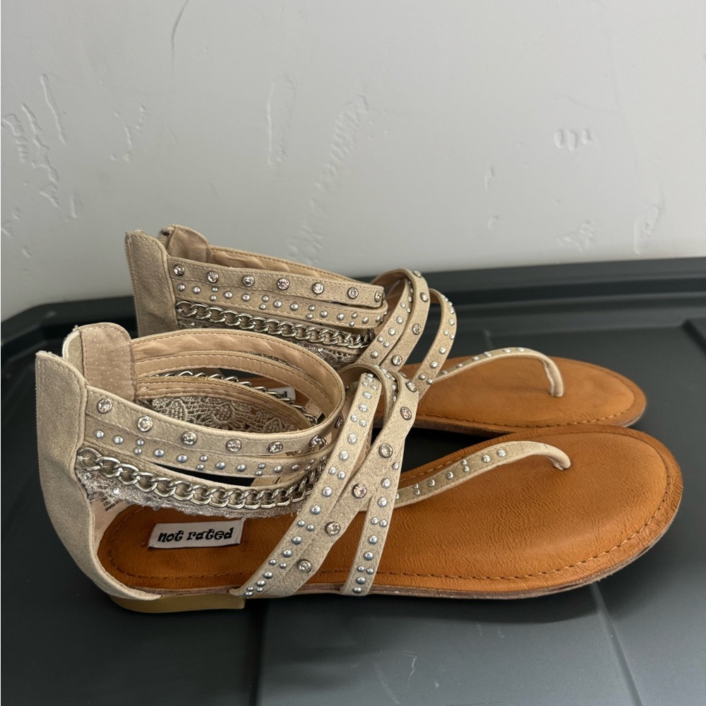 Not Rated Tan Sandals with Bohemian Strappy Design